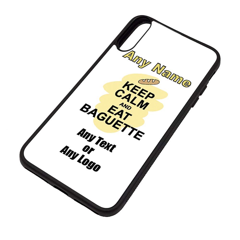 UNIGIFT iPhone XS Max Case, "Keep Calm Eat Baguette" Design, TPU, Customizable