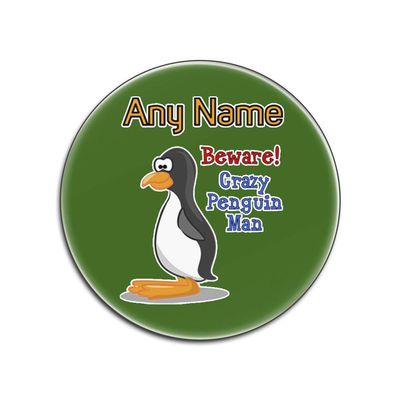UNIGIFT Crazy Penguin Man Glossy Round Coaster, Green