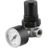 Fitting Parts - Mini Compressed-Air Regulator - Inlet-Pressure-Dependent - 450 L/min - Pressure Reducer with Pressure Gauge (Thread: G 1/4 in - Pressure Adjustment Range: 0.5-10 bar) view 1