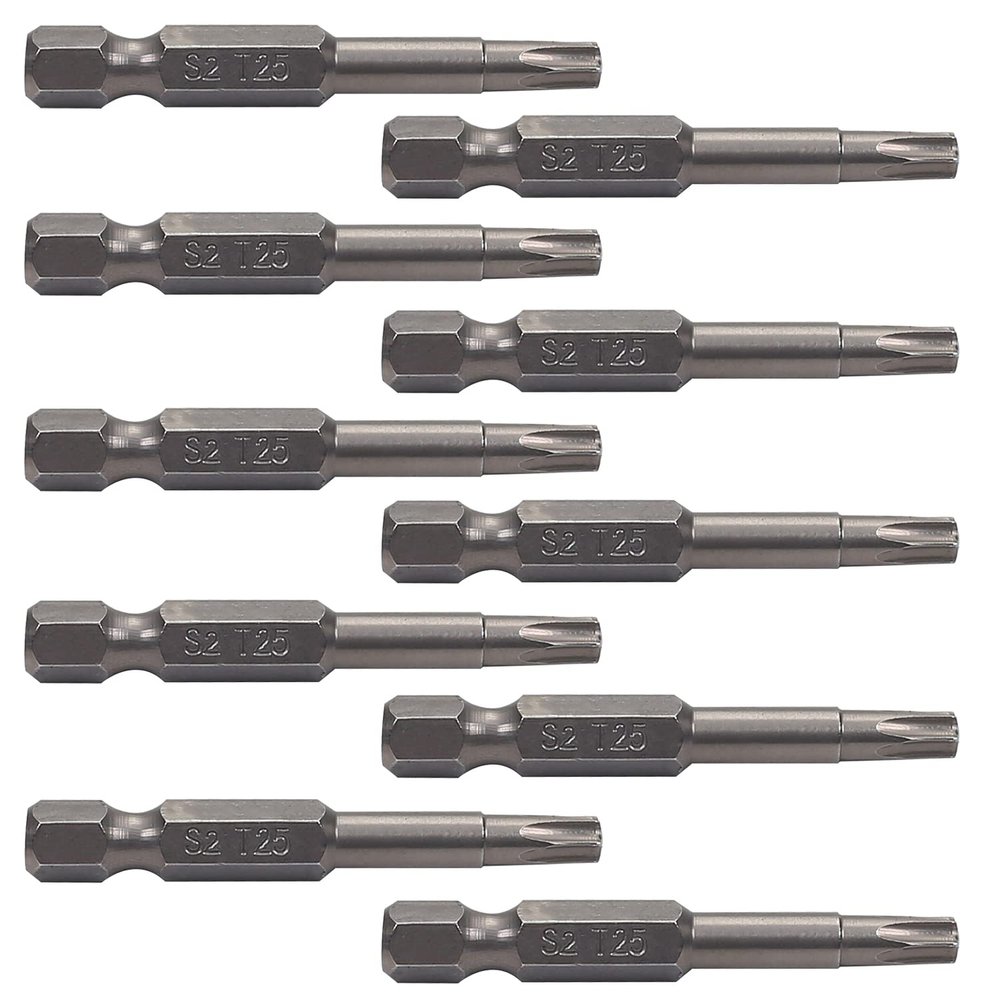 Utoolmart T25 Torx Bits, 1/4-Inch Hex Shank, S2 Steel, 50 mm, 10-Piece