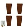 Rubber Wood Furniture Legs, Square Sofa and Cabinet Legs, 4-Pack, Brown, 3.9 in (10 cm) view 1