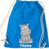 ShirtInStyle Hippo Drawstring Gym Bag with Custom Name, Sapphire view 1