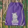 ShirtInStyle Hippo Drawstring Gym Bag with Custom Name, Sapphire view 2