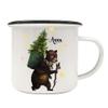 ilka parey wandtattoo-welt Enamel Camping Mug with Winter Bear, Fir Tree & Custom Name view 1