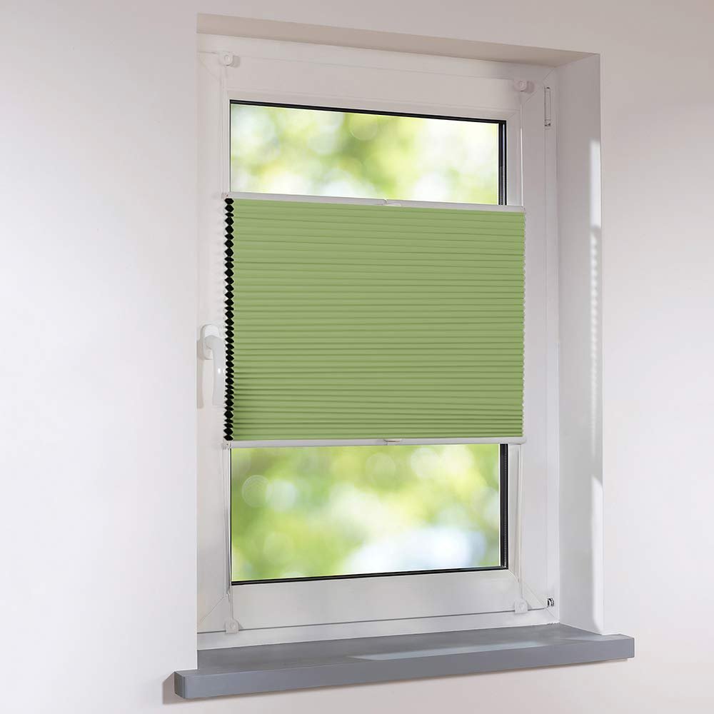 Universal Cellular Pleated Blind, Tensioned, 48 x 190 cm, Lime Apple Green, Thermal Blackout