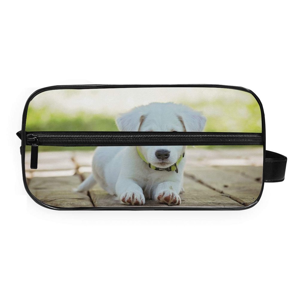 MONTOJ Toiletry Bag with White Puppy Print