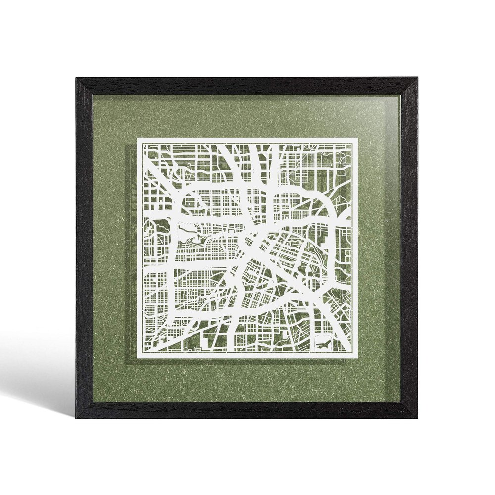 O3 DESIGN STUDIO – Paper Frame for Maps, 22.8 x 22.8 cm, Gift Boxed, Self-Changing Background, Paper Art, White Map Black Frame, Houston
