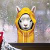 Llama in a Hooded Raincoat Window Decal, Fall Decor, Approx. A3 view 1