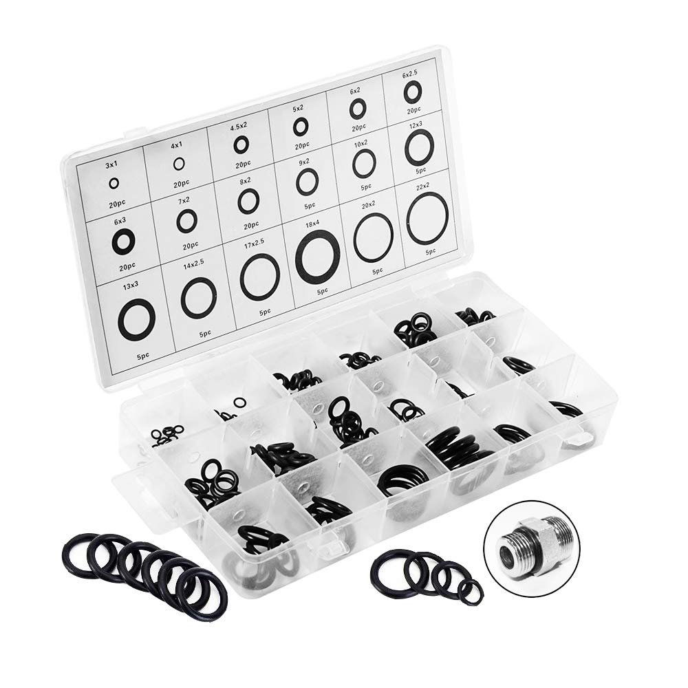 279-Piece O-Ring Rubber Seal Set, 3–22 mm, Nitrile Rubber (NBR)