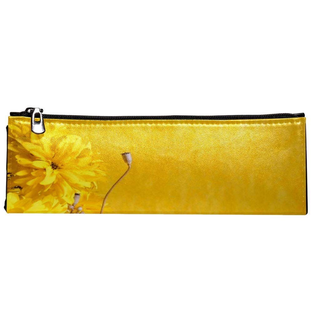 EZIOLY Zipper Pencil Case, Leather, Triangle, for School, Work and Travel