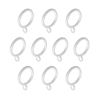 MroMax Curtain Rings, 28 mm Inner Diameter, Metal, White, 10 pcs