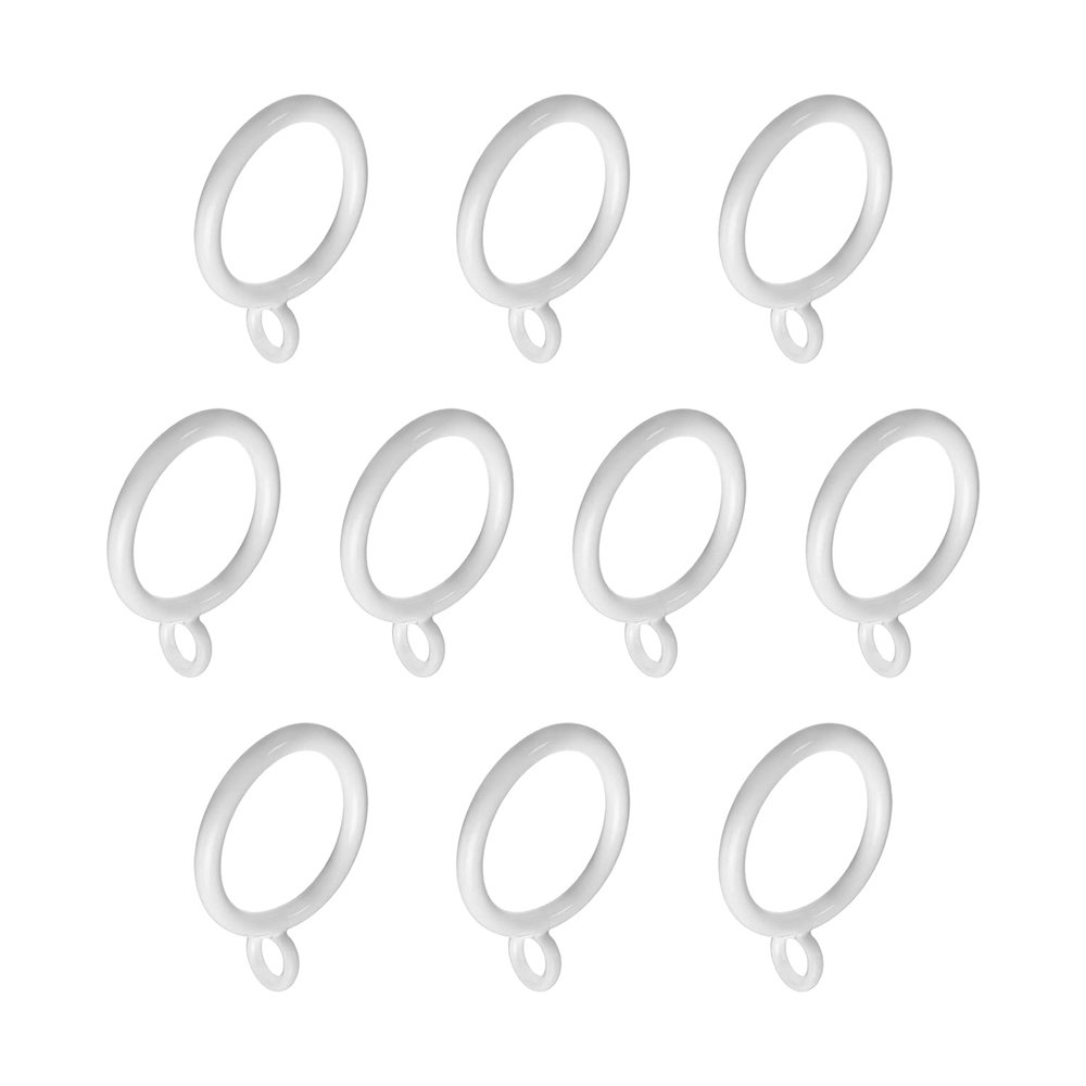 MroMax Curtain Rings, 28 mm Inner Diameter, Metal, White, 10 pcs