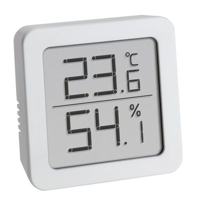 TFA Dostmann Digital Thermo-Hygrometer 30.5051.02, Indoor Temperature and Humidity Monitor, Compact White