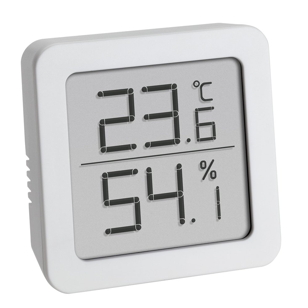 TFA Dostmann Digital Thermo-Hygrometer 30.5051.02, Indoor Temperature and Humidity Monitor, Compact White