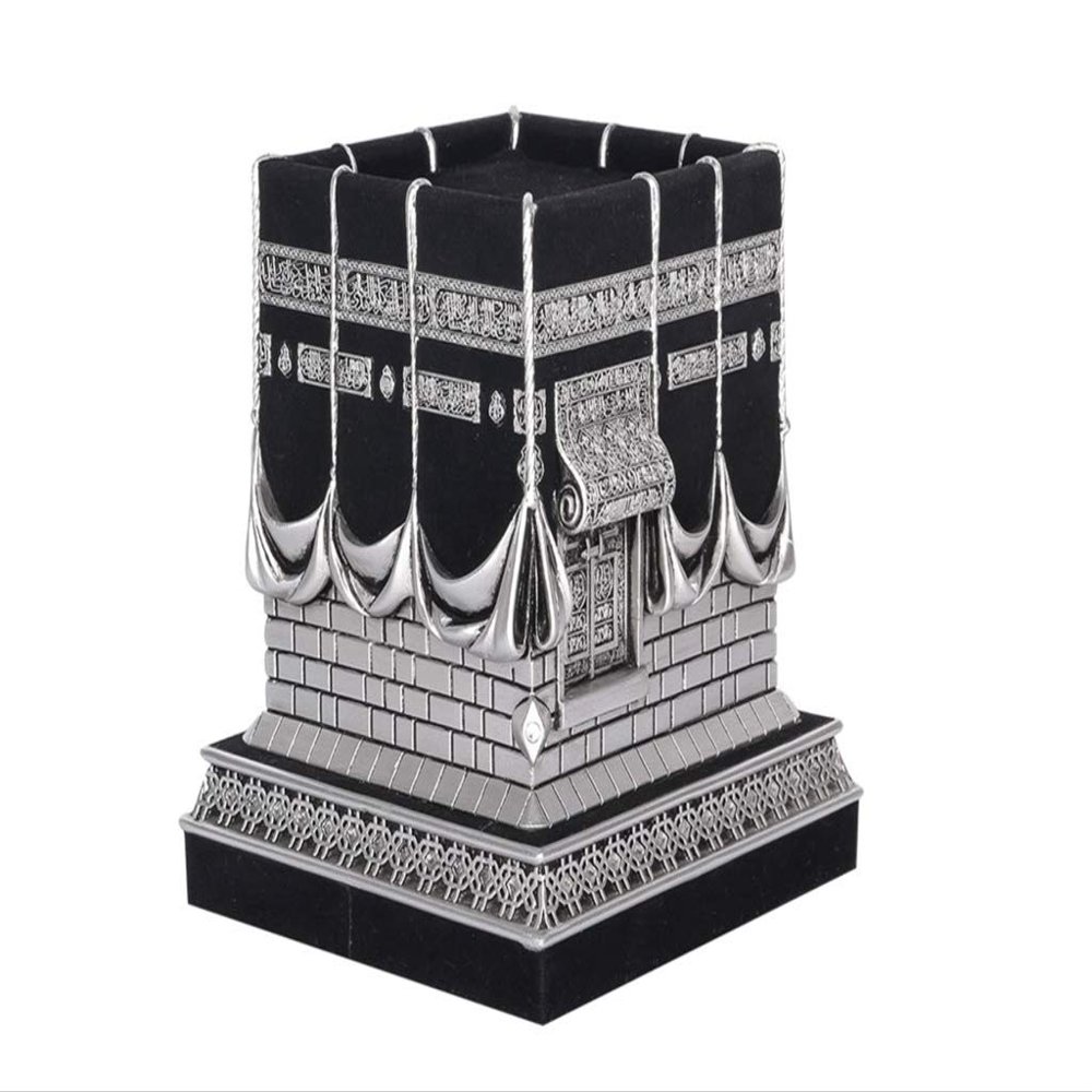Gk-Trk Kaaba Mecca Decorative Figurine Model for Living Room, Office or Home Decor (Silver)