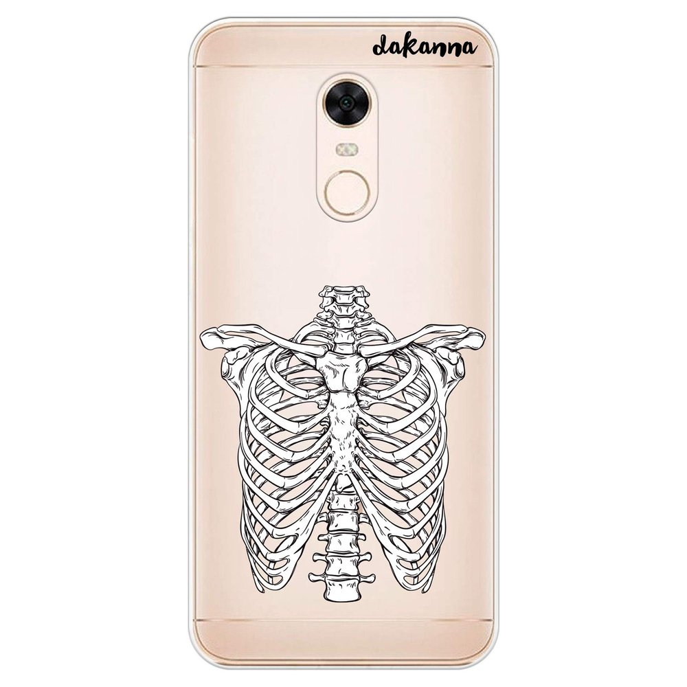 dakanna Clear Flexible TPU Case for Xiaomi Redmi 5 Plus/Note 5, Skeleton Halloween Bones Design