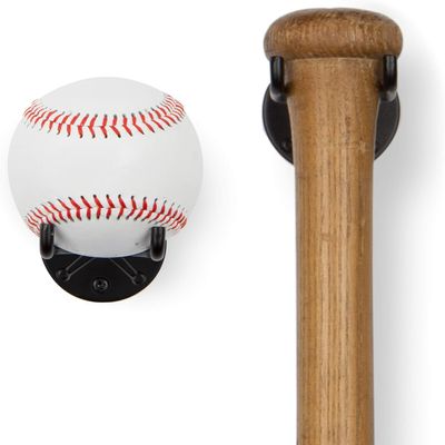 Wallniture Sporta Baseball Bat Wall Mount Display Holder, 2-Piece Set, Black
