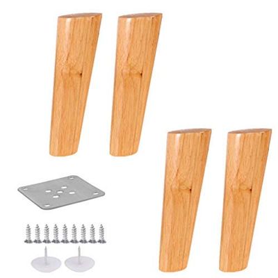 4-Piece Solid Oak Tapered Furniture Legs, 7.1 in (18 cm)