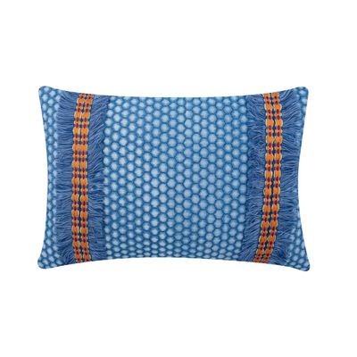 The HomeCentric Denim Mood Blue Geometric Lumbar Pillow Cover, 30 x 40 cm