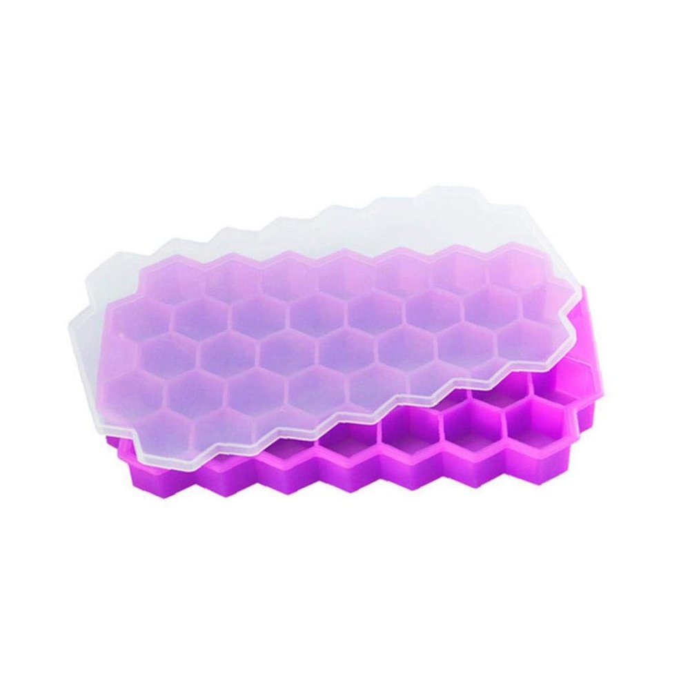 AMOYER 37-Grid Ice Cube Mold, Diamond-Ring-Shaped Ice, Popsicle and Yogurt Mold, Purple