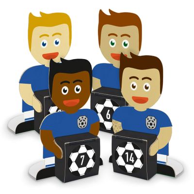 itenga Soccer Advent Calendar Craft Kit | 24 Cardboard Stands | Gift Boxes | Number Stickers 1–24 (Blue/White)