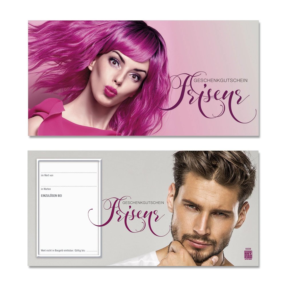 GESCHENKGUTSCHEIN.com - 100 Blank Gift Vouchers for Hair Salons, Coiffeurs & Hairstylists - K9209-0-100