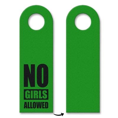 Children's Room Door Hanger, Green – “No Girls Allowed”
