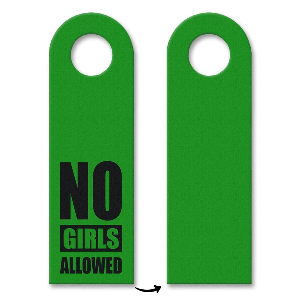 Children's Room Door Hanger, Green – “No Girls Allowed”