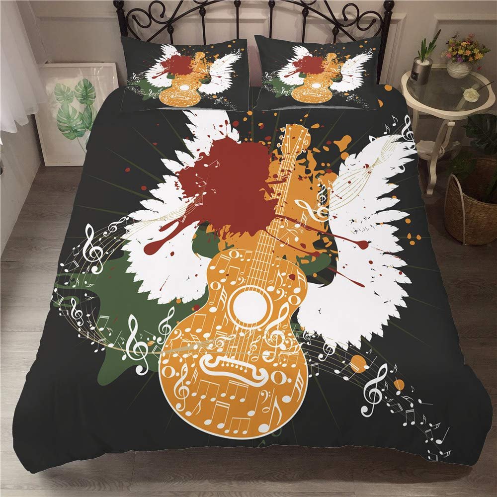 Mateju 3-Piece Guitar Pattern Bedding Set, 135 x 200 cm