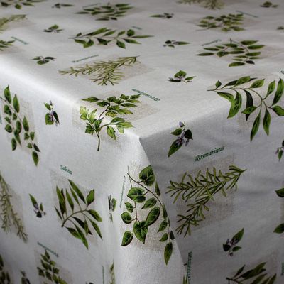 KEVKUS C144091 Oilcloth Tablecloth, Kitchen Herbs Rosemary, 140 x 340 cm Rectangular