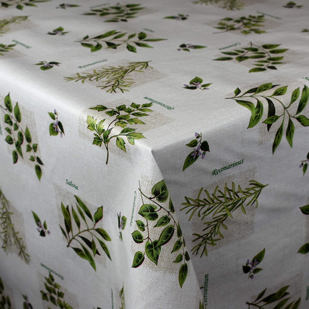 KEVKUS C144091 Oilcloth Tablecloth, Kitchen Herbs Rosemary, 140 x 340 cm Rectangular