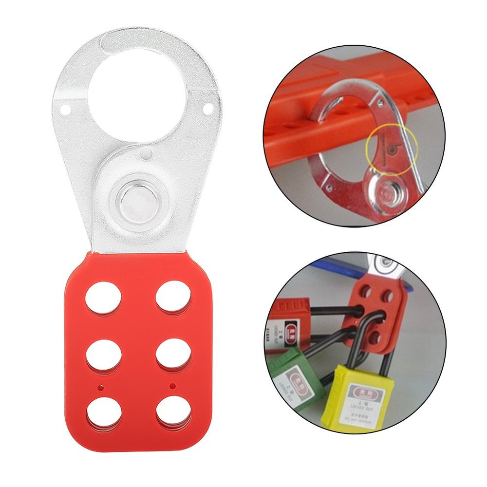 Jacksking Lockout Hasp, Steel Safety Lockout Hasp with Plastic-Coated Body, Red