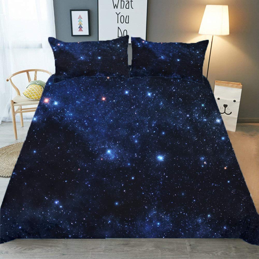 Mateju 3D Interstellar Duvet Cover Set, 3-Piece, Soft, Zippered, 135 x 200 cm, Starlight