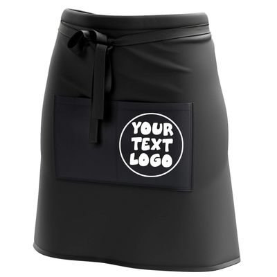 Ferocity Short Personalized Waist Apron with Pockets, Black with Logo [074]
