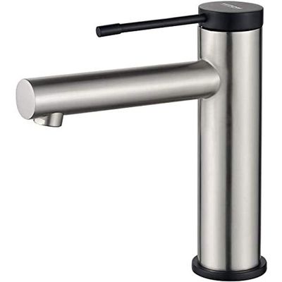 Ibergrif Bathroom Faucet, Brushed Stainless Steel, Gray, S