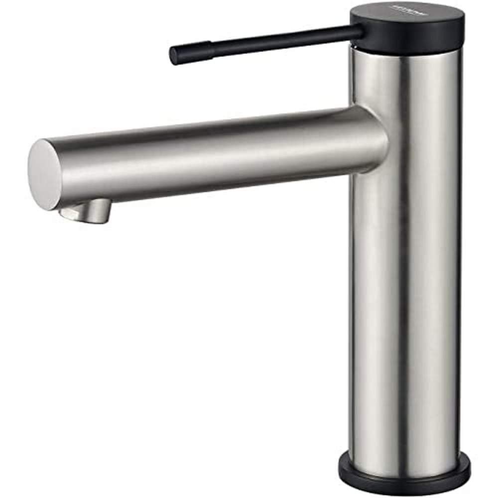 Ibergrif Bathroom Faucet, Brushed Stainless Steel, Gray, S
