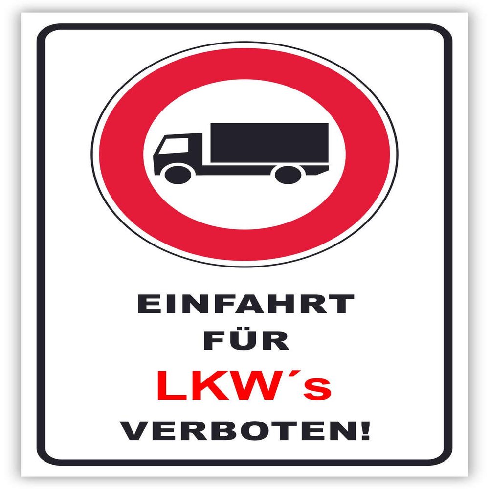 SCHILDER HIMMEL Customizable No Trucks Entrance Sign, 60 × 42 cm Aluminum Composite, No. 137