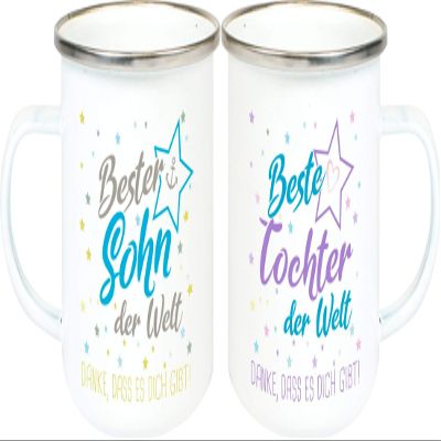 ShirtInStyle Enamel Mug Set, Best Daughter & Best Son
