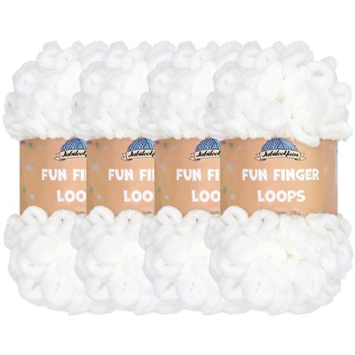 JubileeYarn Fun Finger Loop Yarn, Polyester, Jumbo Weight, White, 4 Skeins