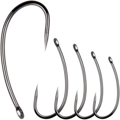 Barbless Curve-Shank Carp Hooks, 100-Piece Set