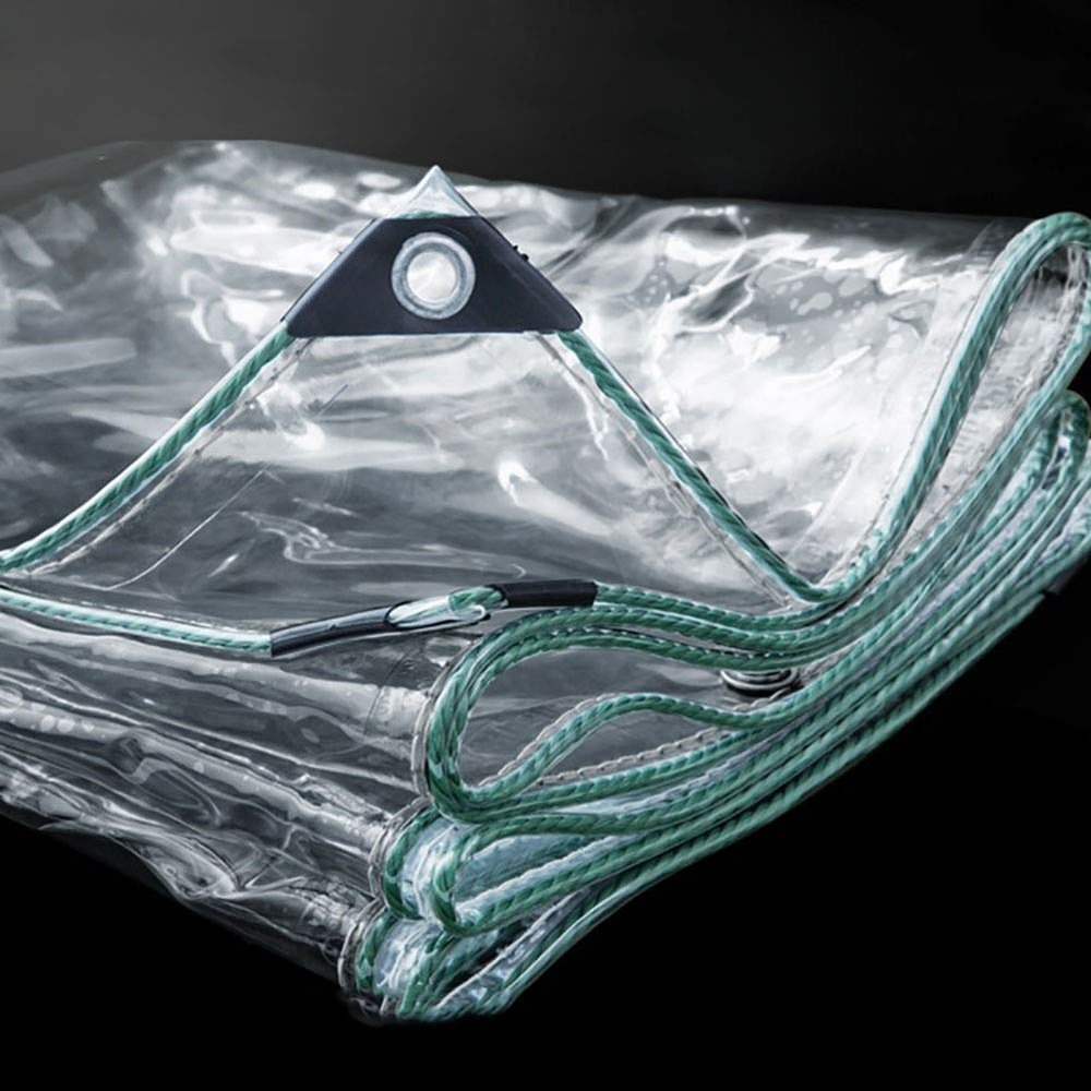 Transparent Waterproof Tarp with Eyelets, Heavy-Duty Anti-Aging Insulation Film (300 g/m², 500 g/m²), 1.6 × 1.6 m, Thick