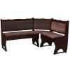 k koma Upholstered Corner Bench, Solid Pine, 140 x 140 cm, Walnut/Brown, 1 pc. view 1