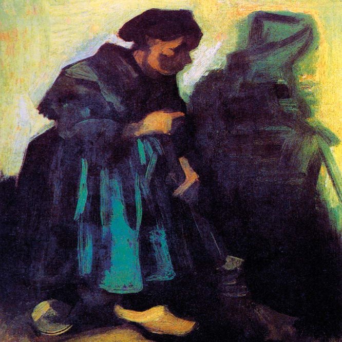 1art1 Vincent Van Gogh Poster, Peasant Woman Sweeping, 1885 Fine Art Print, 120 x 80 cm