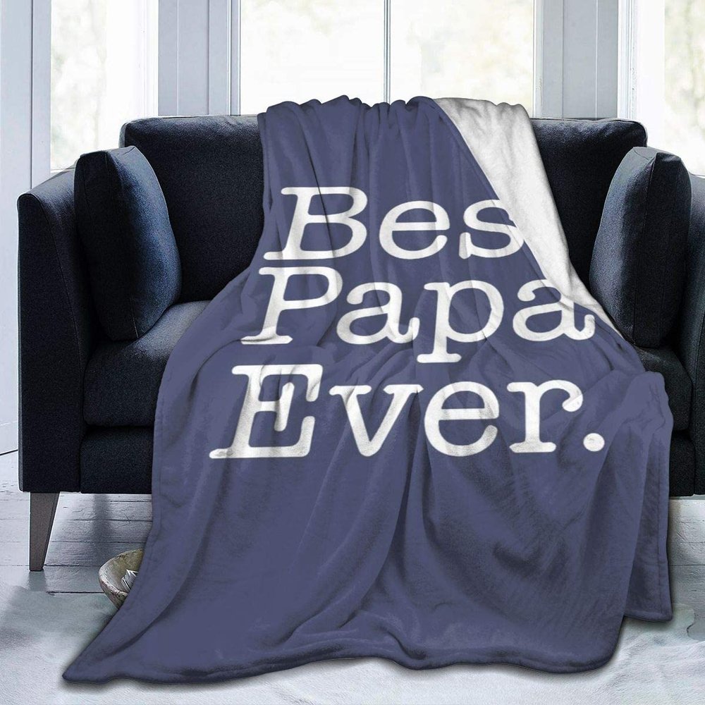 Best Papa Ever Fleece Blanket, Cozy Thermal Blanket, Lint-Free Premium Flannel Fleece Throw for Bed, Couch, or Car