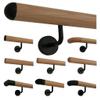 TIBU Beech Wood Handrail Set, 170 cm, with 3 Black Brackets and Half-Round End Caps view 1