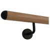 TIBU Beech Wood Handrail Set, 170 cm, with 3 Black Brackets and Half-Round End Caps view 2