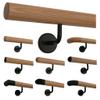 TIBU Beech Wood Handrail, 400 cm, with 5 Black Wall Brackets and Chamfered Ends view 1