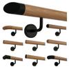 TIBU Beech Wood Handrail Set, 320 cm, with 4 Black Brackets and Angled Black End Piece view 1