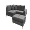 ALICE Corner Sofa with Ottoman, Anthracite Fabric – Modern Sectional with Cushions & Solid Wood Feet, 249 x 94 x 175 cm (W/H/D) view 2