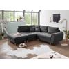 ALICE Corner Sofa with Ottoman, Anthracite Fabric – Modern Sectional with Cushions & Solid Wood Feet, 249 x 94 x 175 cm (W/H/D) view 3